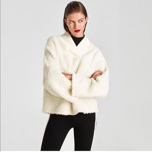 Zara White Fluffy Sweater